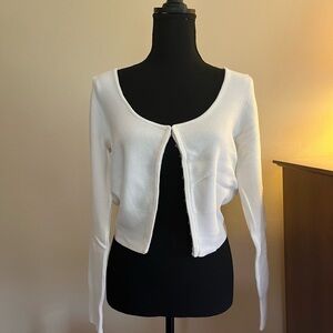 Abercrombie White Cropped Cardigan Sweater